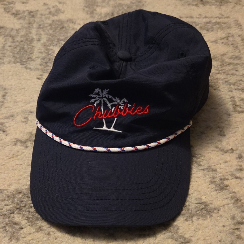 Chubbies Dark Blue Hat with Red Logo and Palm Design